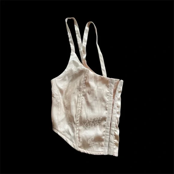 Butterfly/Flower Satin Corset Bustier Camisole Coquette Romantic delicate M - Picture 4 of 7